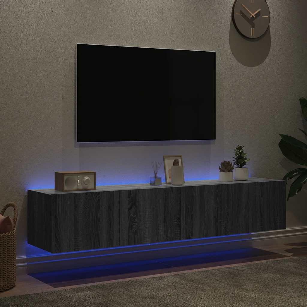 Zidni TV ormarići LED 2 kom siva boja hrasta 80x35x31 cm