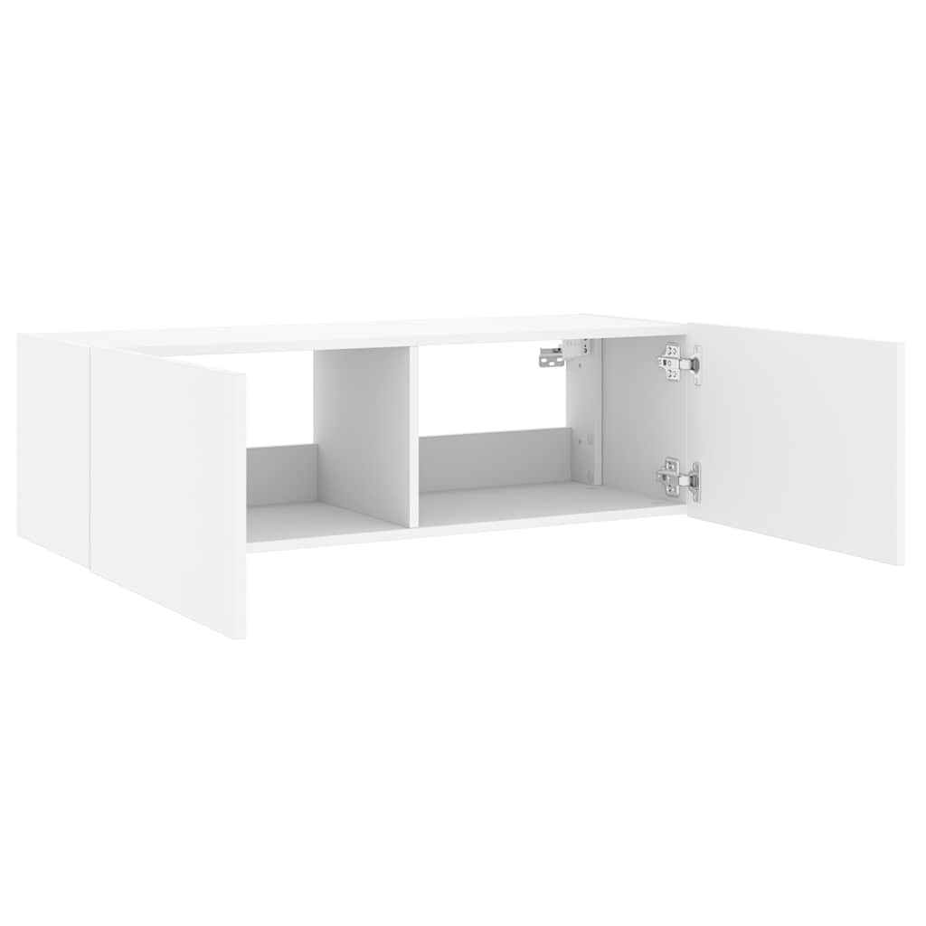 Zidni TV ormarić s LED svjetlima bijeli 100 x 35 x 31 cm