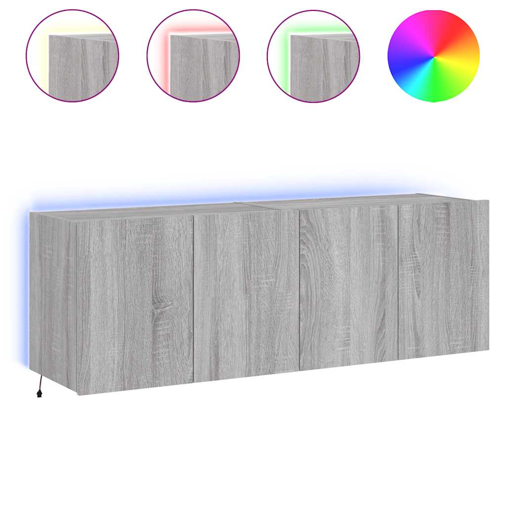 Zidni TV ormarići LED 2 kom siva boja hrasta 60x35x41 cm
