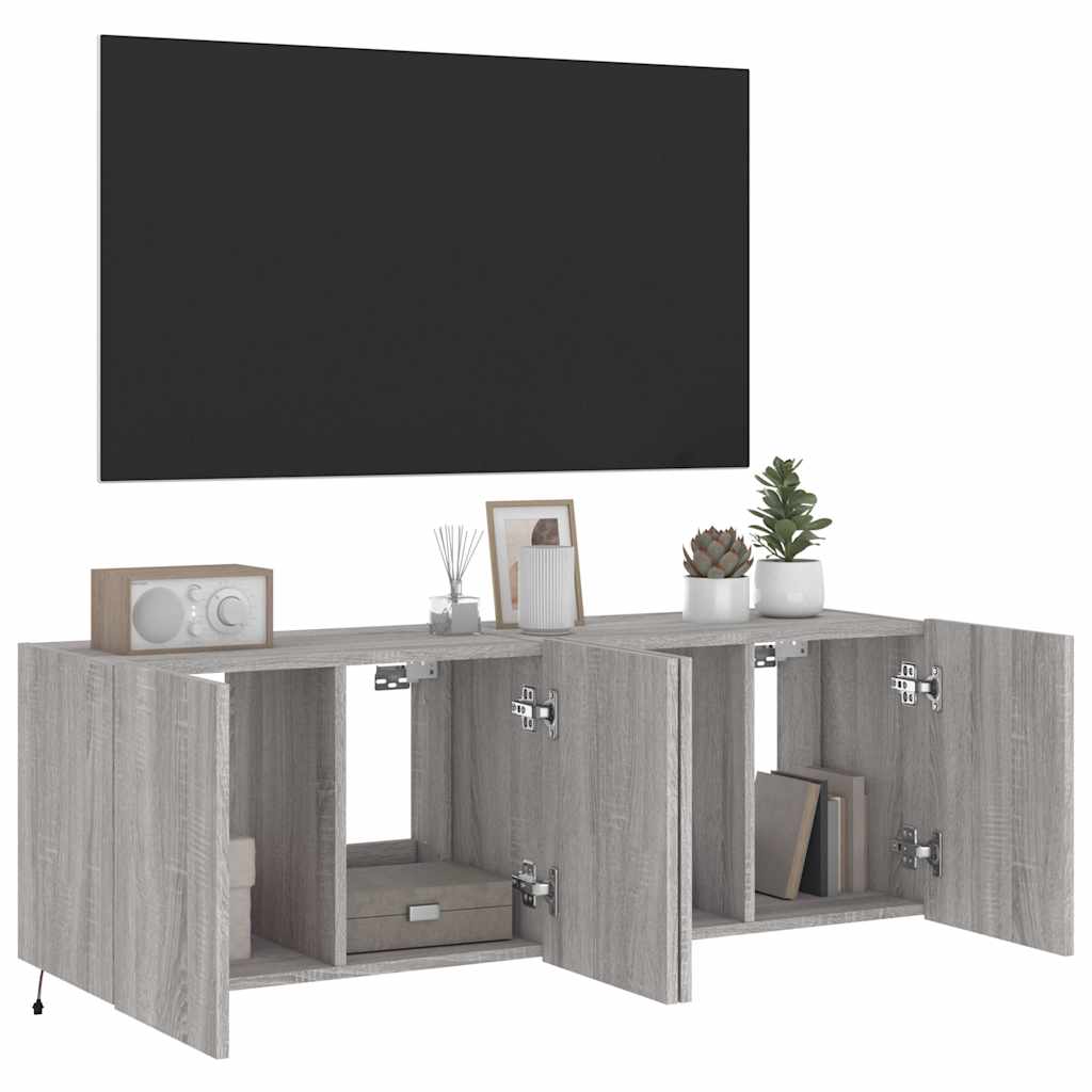 Zidni TV ormarići LED 2 kom siva boja hrasta 60x35x41 cm