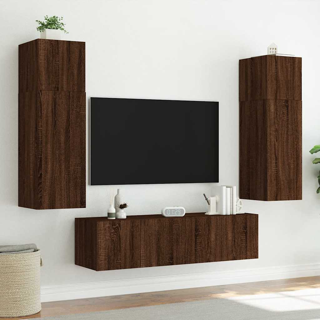 Zidni TV ormarići LED 2 kom smeđa boja hrasta 60x35x41 cm
