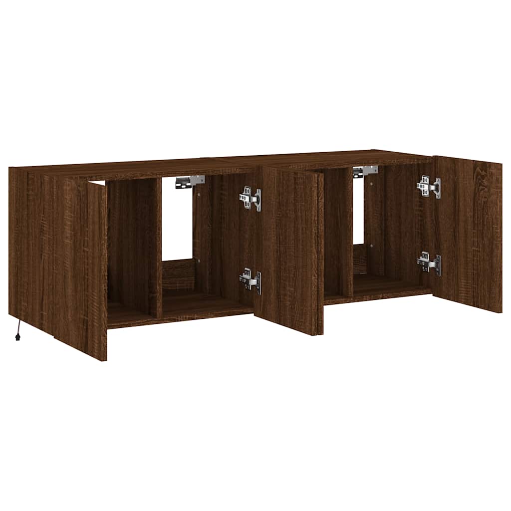 Zidni TV ormarići LED 2 kom smeđa boja hrasta 60x35x41 cm