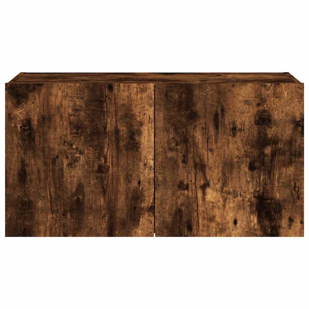 Zidni TV ormarić s LED svjetlima boja hrasta 80x35x41 cm