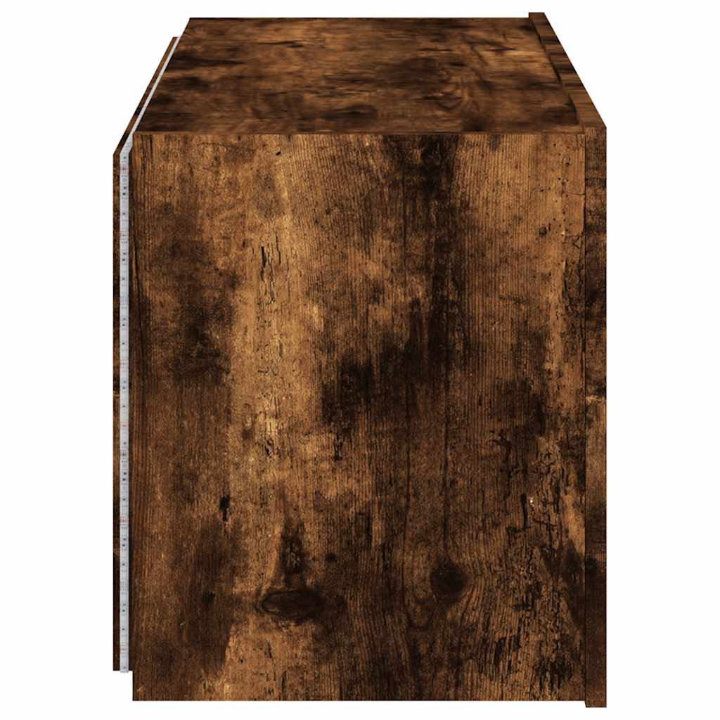 Zidni TV ormarić s LED svjetlima boja hrasta 80x35x41 cm