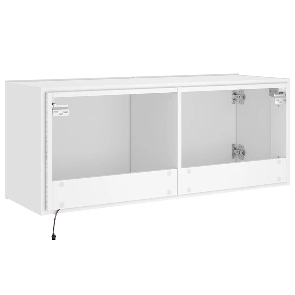 Zidni TV ormarić s LED svjetlima bijeli 100 x 35 x 41 cm