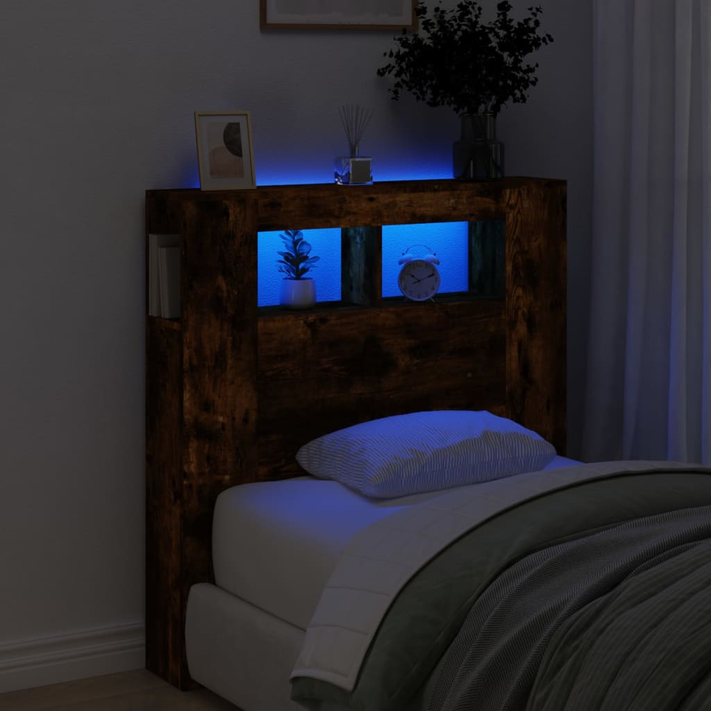 LED uzglavlje boja dimljenog hrasta 100x18,5x103,5 cm