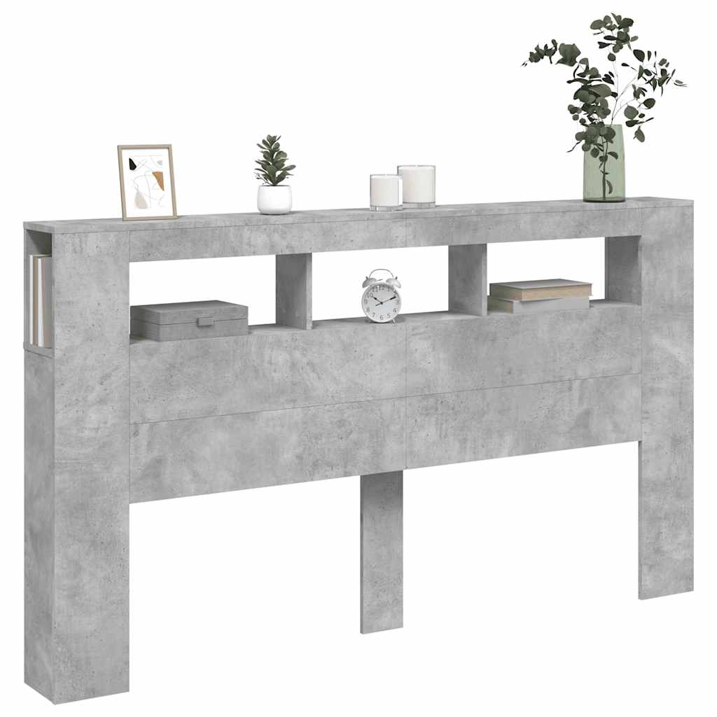 LED uzglavlje siva boja betona 180x18,5x103,5 cm