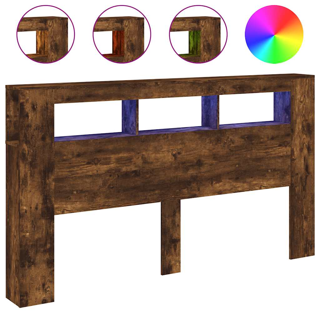 LED uzglavlje boja dimljenog hrasta 180x18,5x103,5 cm