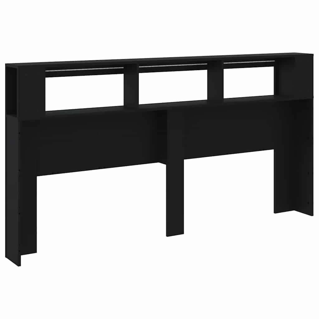 LED uzglavlje crno 200x18,5x103,5 cm konstruirano drvo