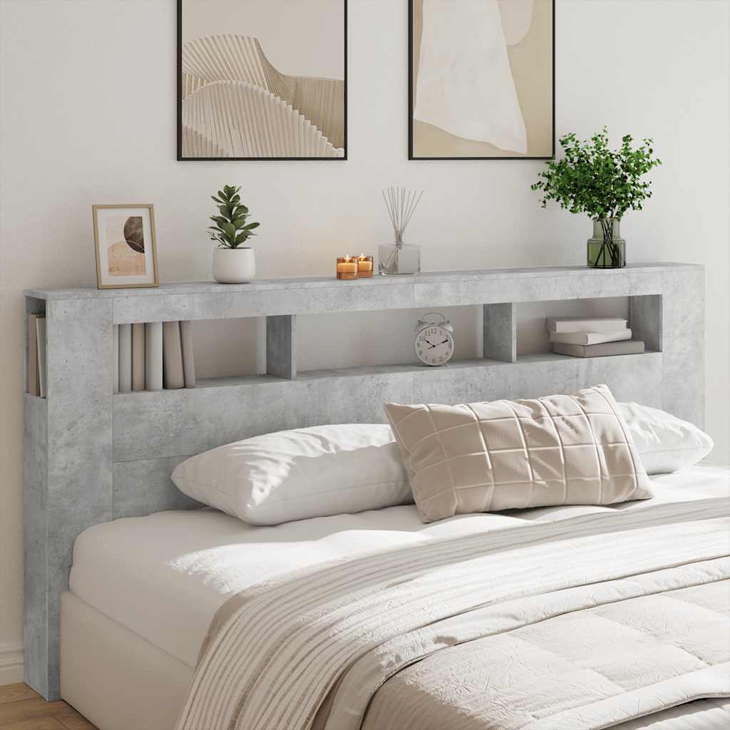LED uzglavlje siva boja betona 220x18,5x103,5 cm
