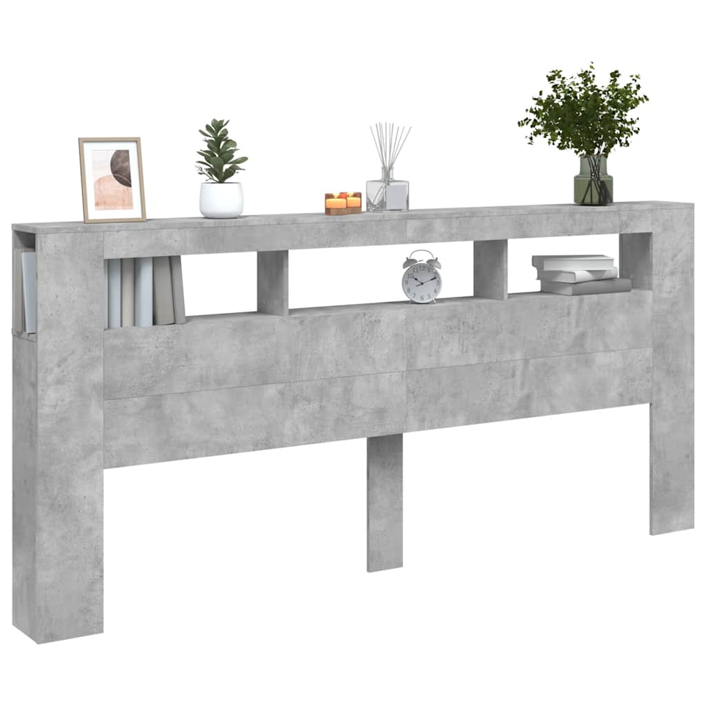 LED uzglavlje siva boja betona 220x18,5x103,5 cm