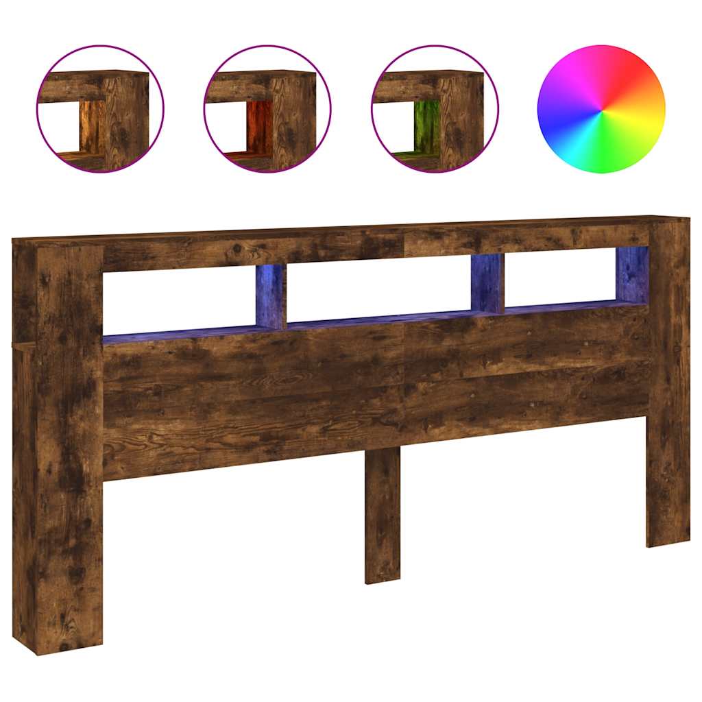 LED uzglavlje boja dimljenog hrasta 220x18,5x103,5 cm