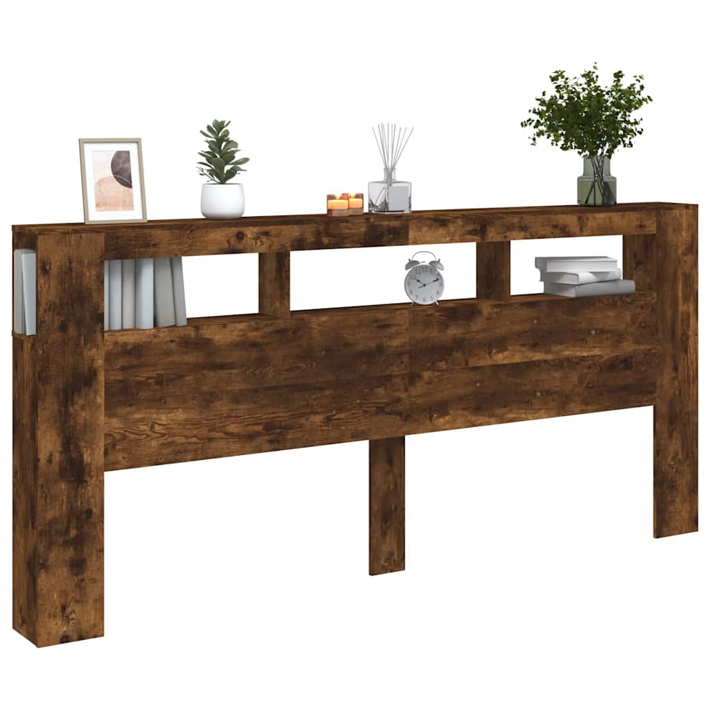 LED uzglavlje boja dimljenog hrasta 220x18,5x103,5 cm