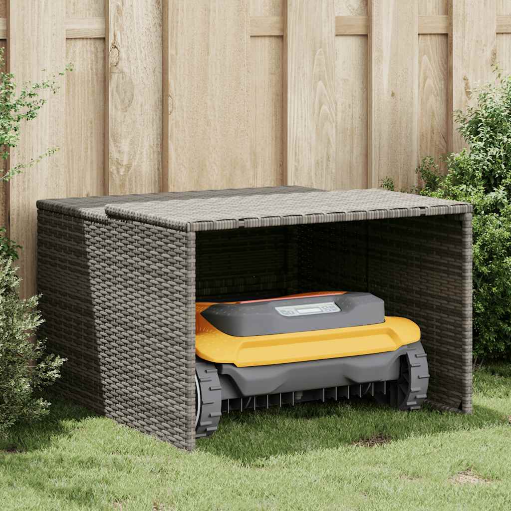 Garaža za robotsku kosilicu siva 86x90x52/57 cm od poliratana