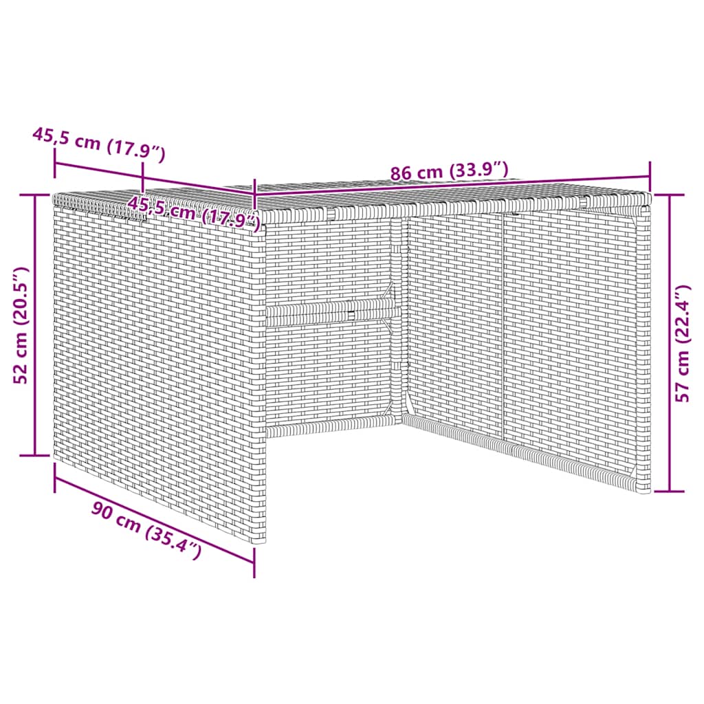 Garaža za robotsku kosilicu siva 86x90x52/57 cm od poliratana