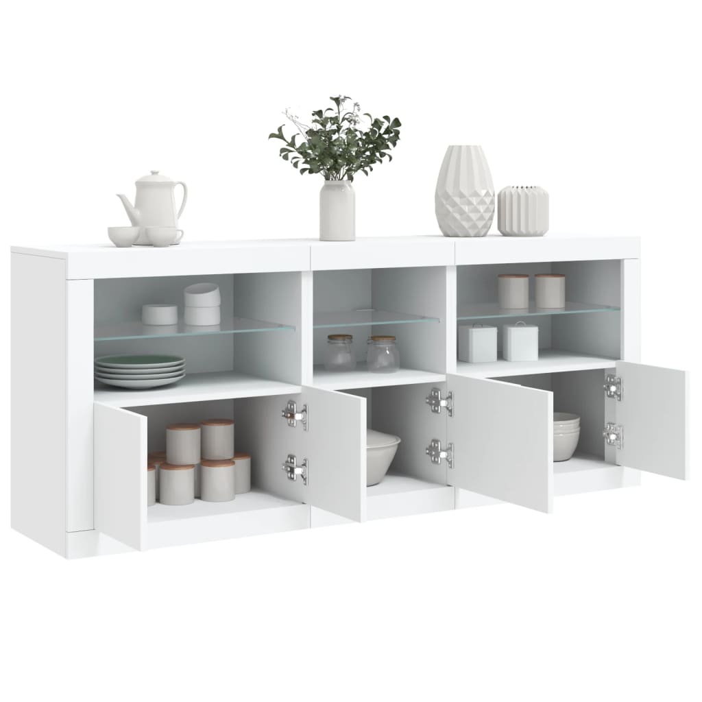 Komoda s LED svjetlima bijela 162 x 37 x 67 cm