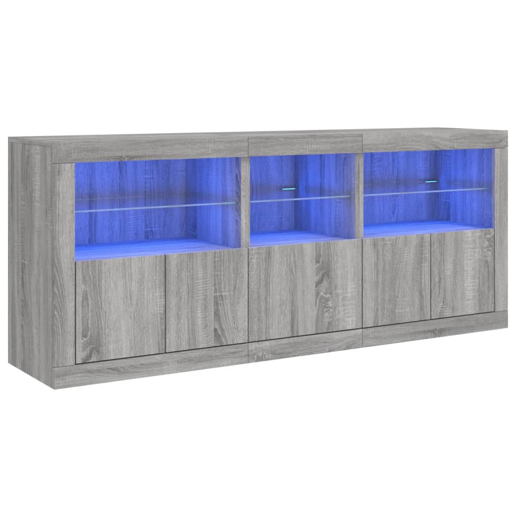 Komoda s LED svjetlima boja sivog hrasta 162 x 37 x 67 cm