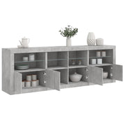 Komoda s LED svjetlima siva boja betona 202x37x67 cm