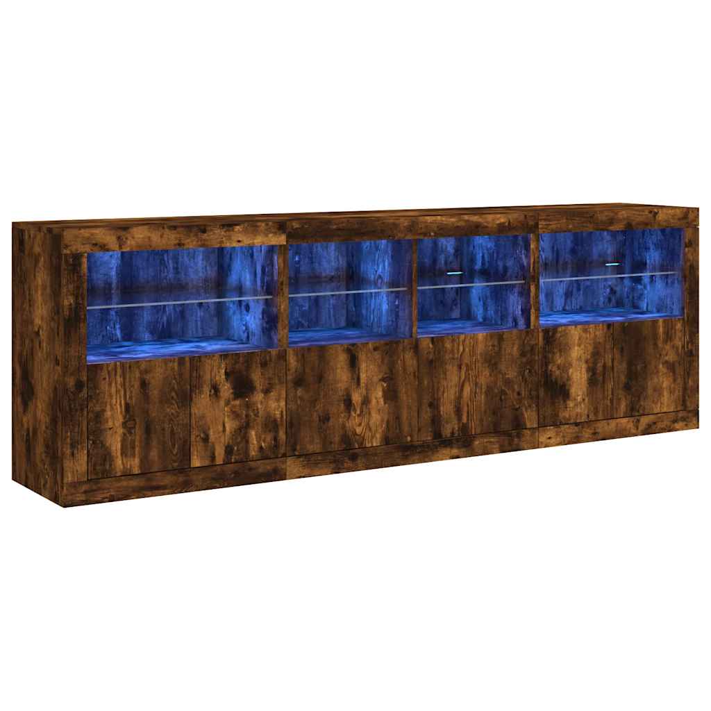 Komoda s LED svjetlima boja dimljenog hrasta 202x37x67 cm