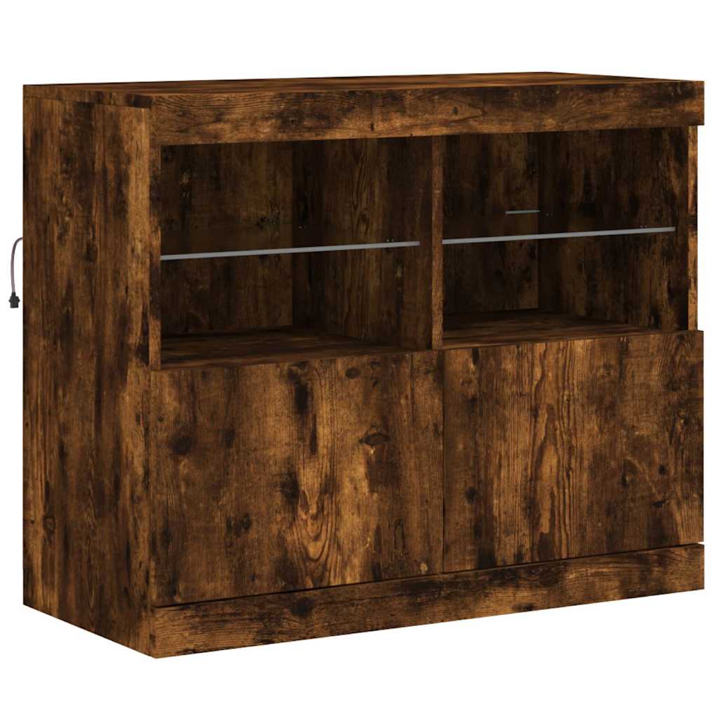 Komoda s LED svjetlima boja dimljenog hrasta 202x37x67 cm