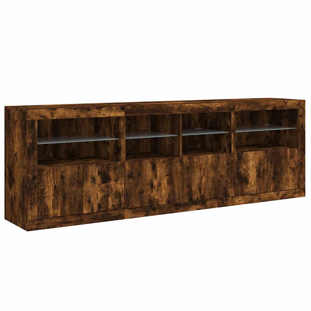 Komoda s LED svjetlima boja dimljenog hrasta 202x37x67 cm