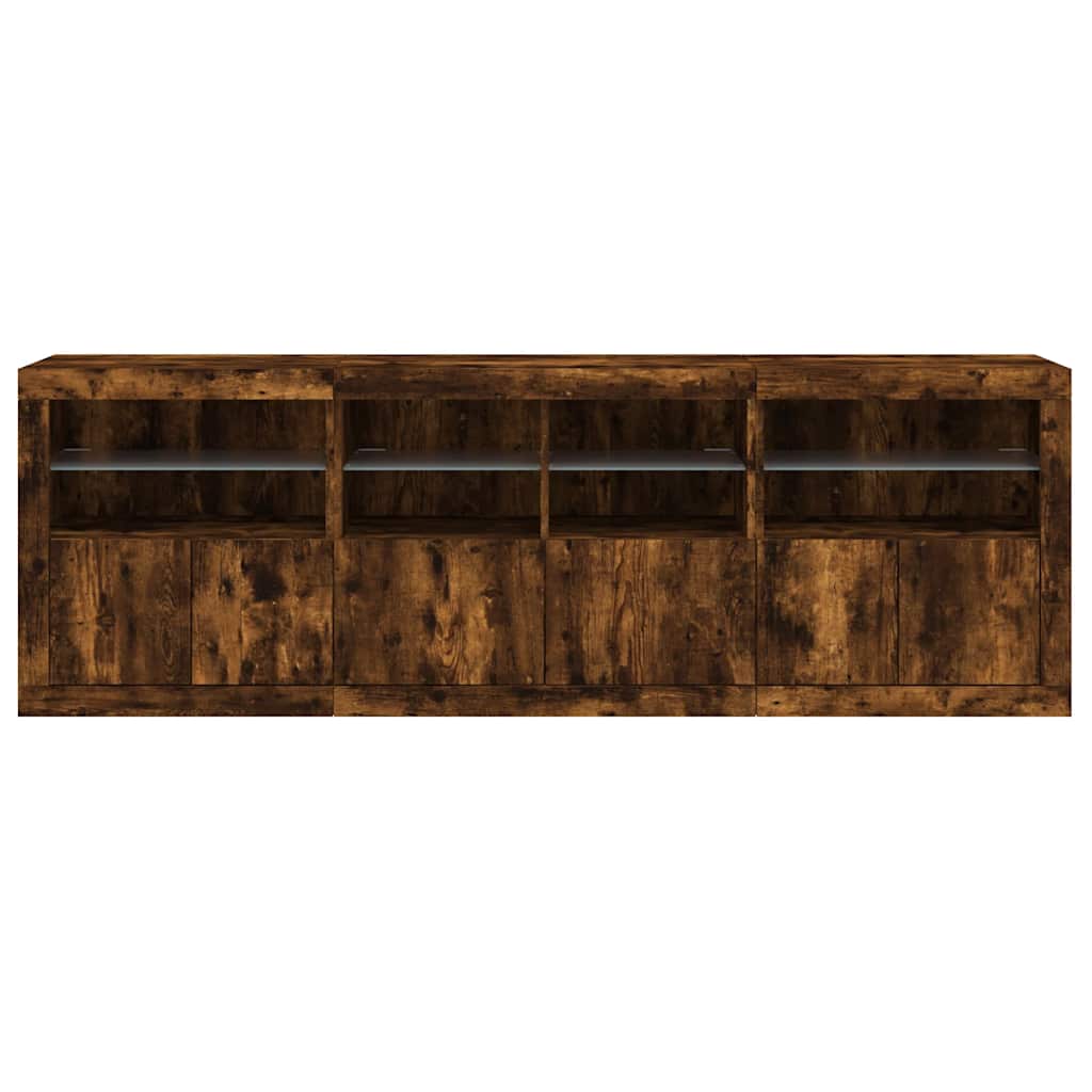 Komoda s LED svjetlima boja dimljenog hrasta 202x37x67 cm