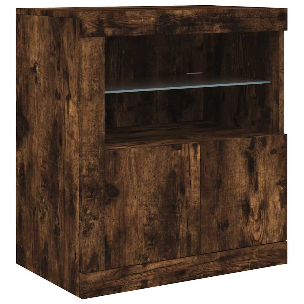 Komoda s LED svjetlima boja dimljenog hrasta 202x37x67 cm