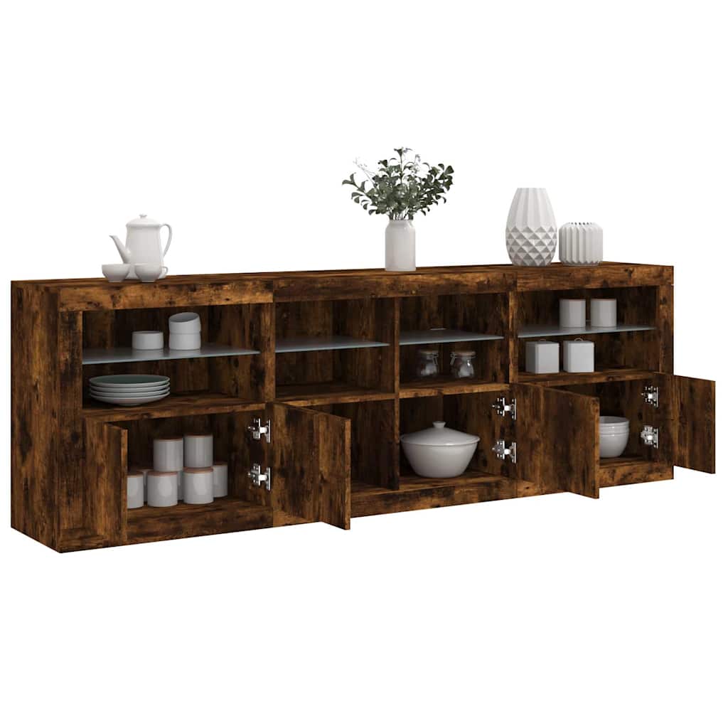 Komoda s LED svjetlima boja dimljenog hrasta 202x37x67 cm
