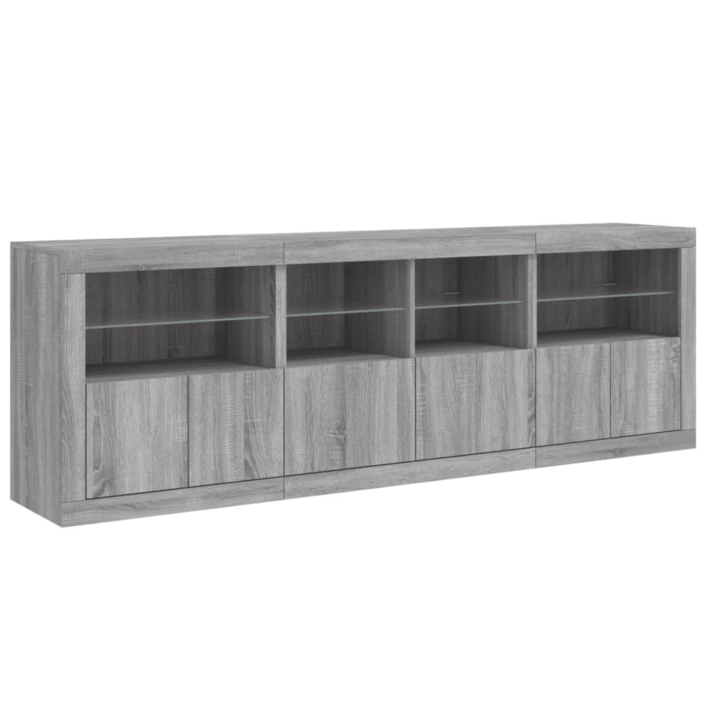 Komoda s LED svjetlima boja sivog hrasta 202x37x67 cm