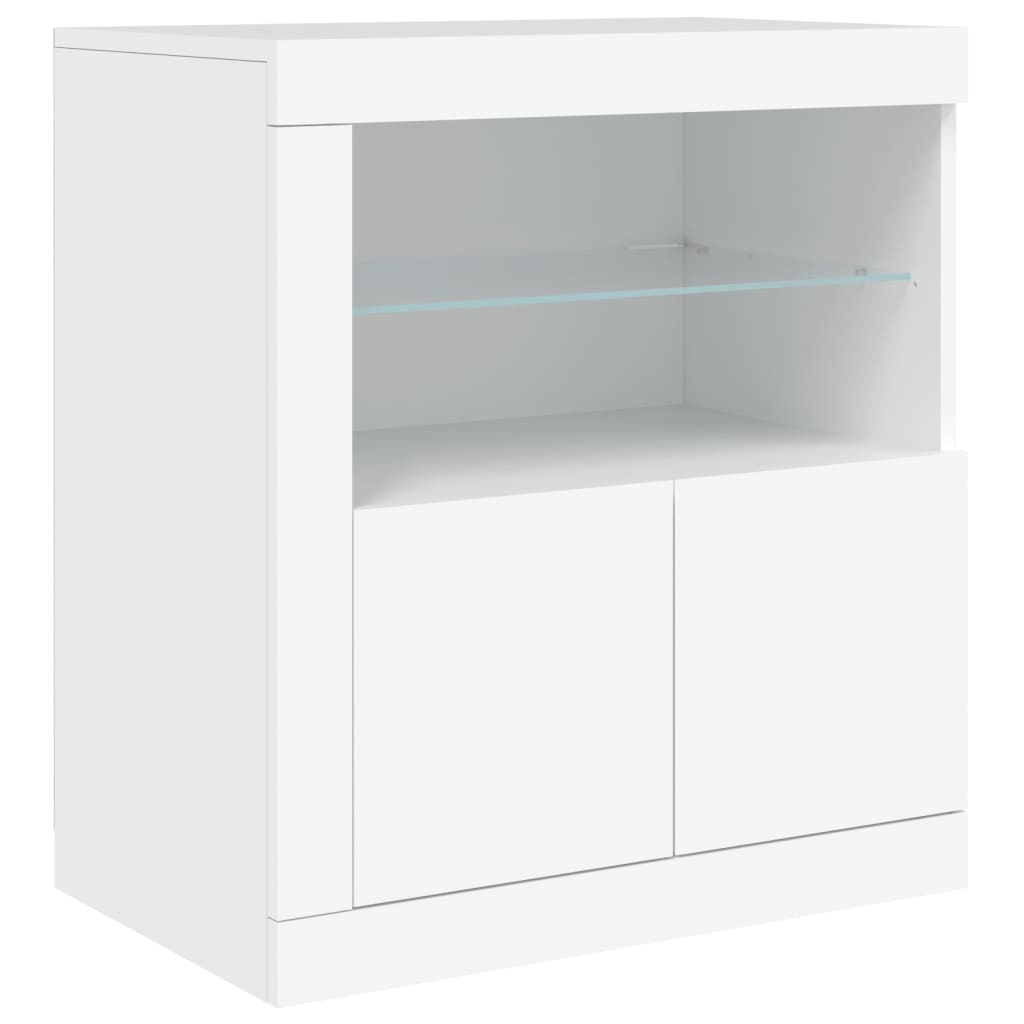 Komoda s LED svjetlima bijela 283x37x67 cm