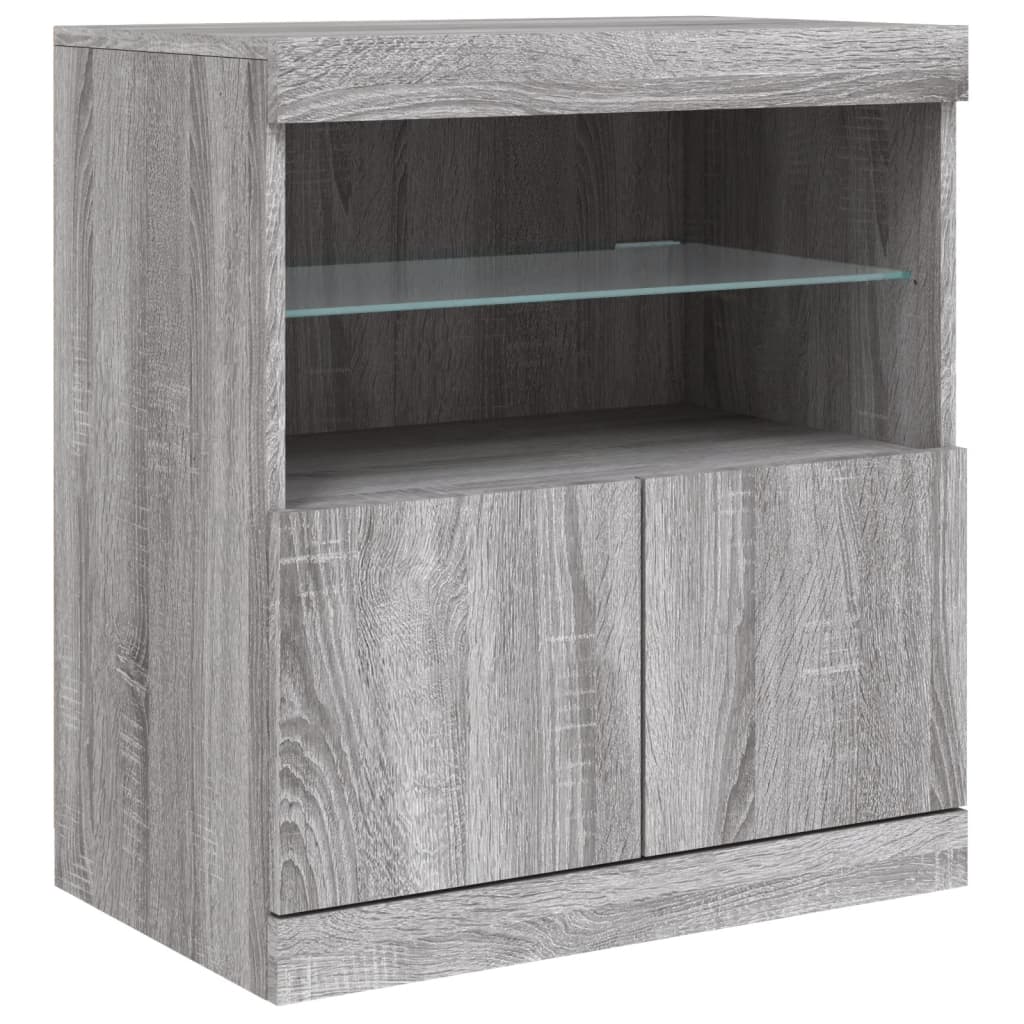Komoda s LED svjetlima boja sivog hrasta 283x37x67 cm