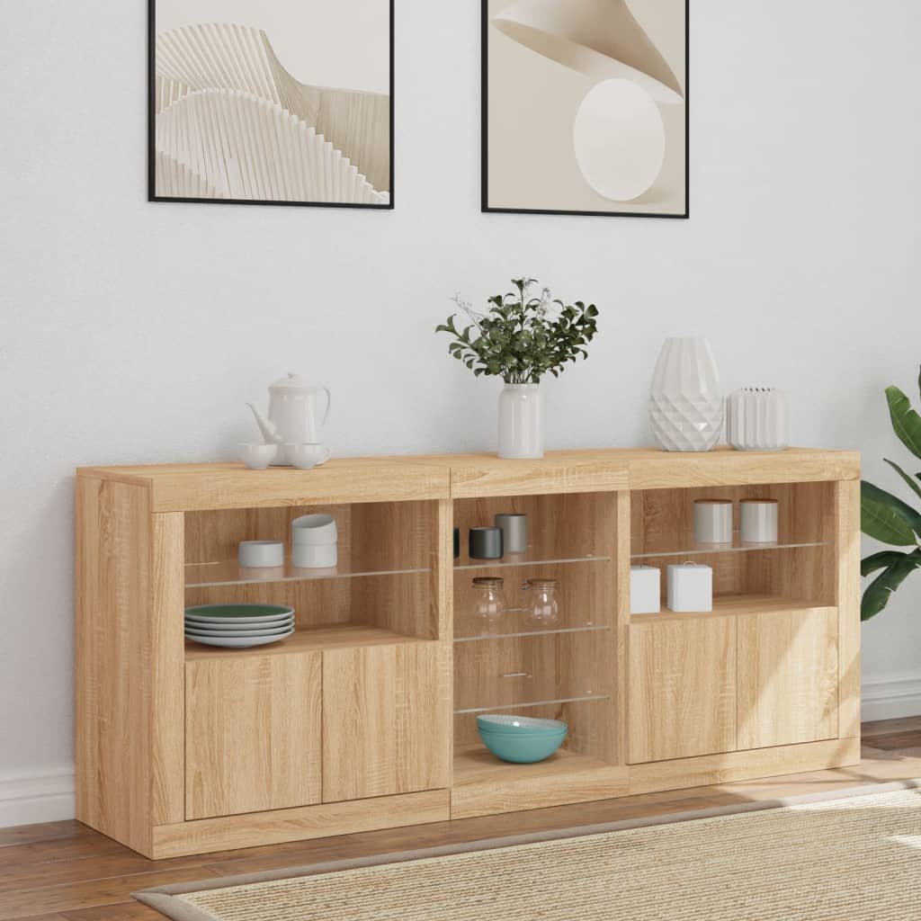 Komoda s LED svjetlima boja hrasta sonome 162 x 37 x 67 cm