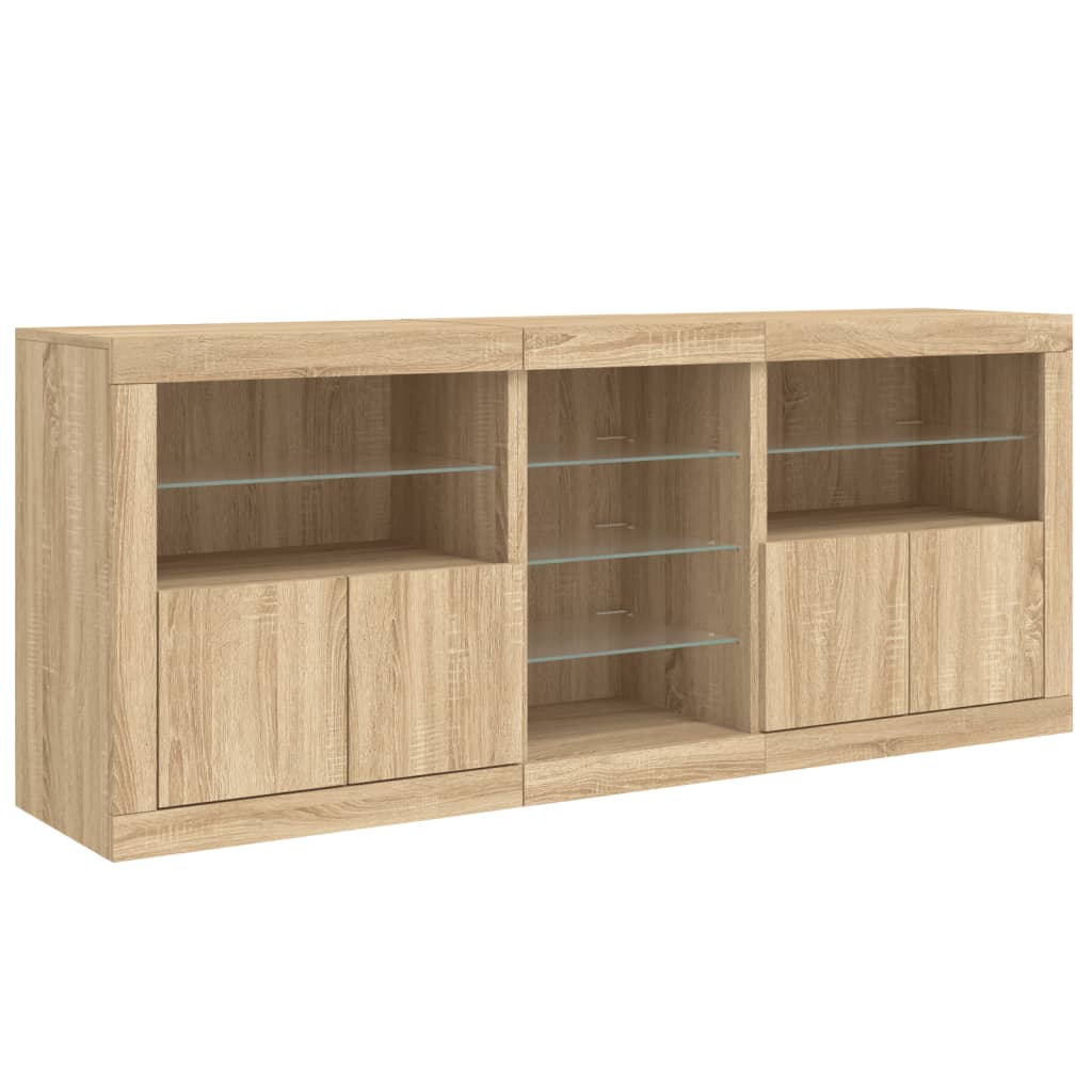 Komoda s LED svjetlima boja hrasta sonome 162 x 37 x 67 cm