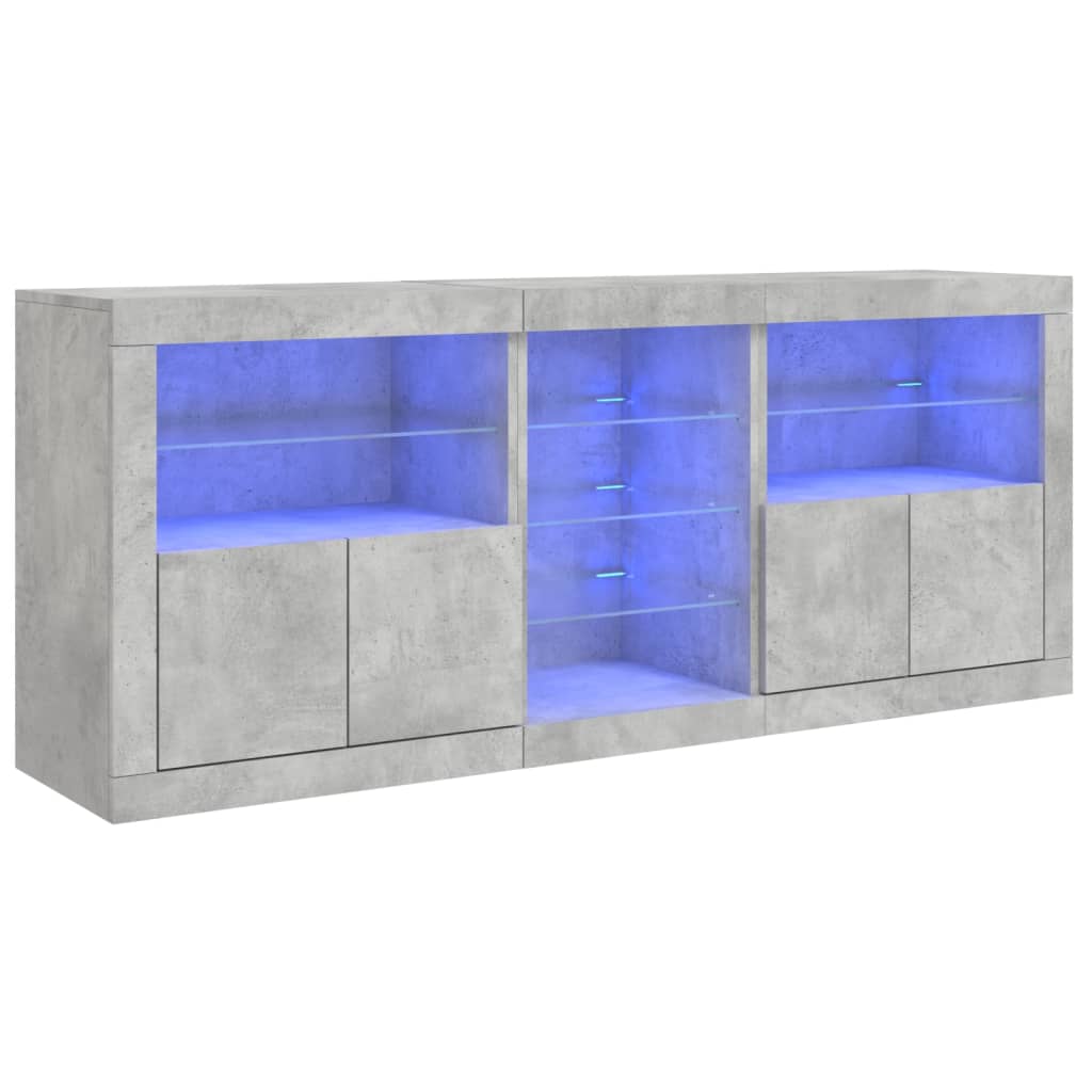 Komoda s LED svjetlima siva boja betona 162 x 37 x 67 cm