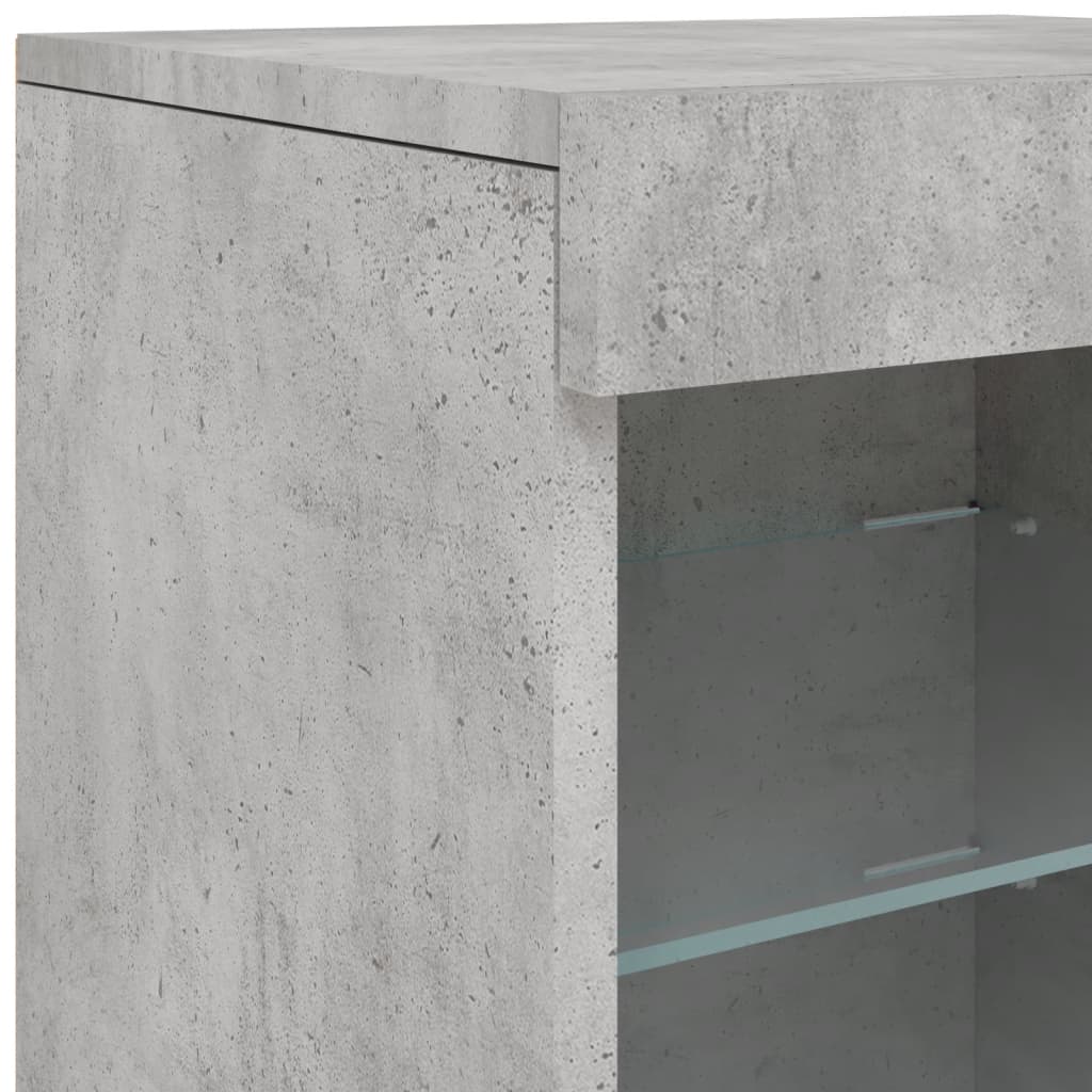 Komoda s LED svjetlima siva boja betona 162 x 37 x 67 cm