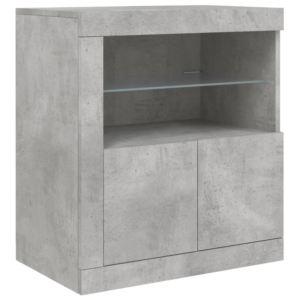 Komoda s LED svjetlima siva boja betona 162 x 37 x 67 cm