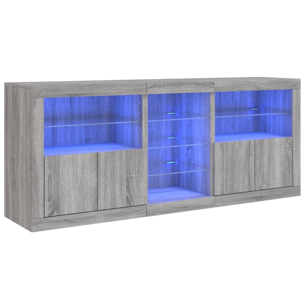 Komoda s LED svjetlima boja sivog hrasta 162 x 37 x 67 cm