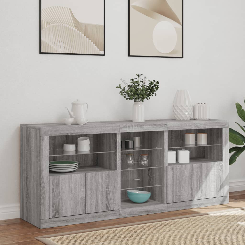 Komoda s LED svjetlima boja sivog hrasta 162 x 37 x 67 cm