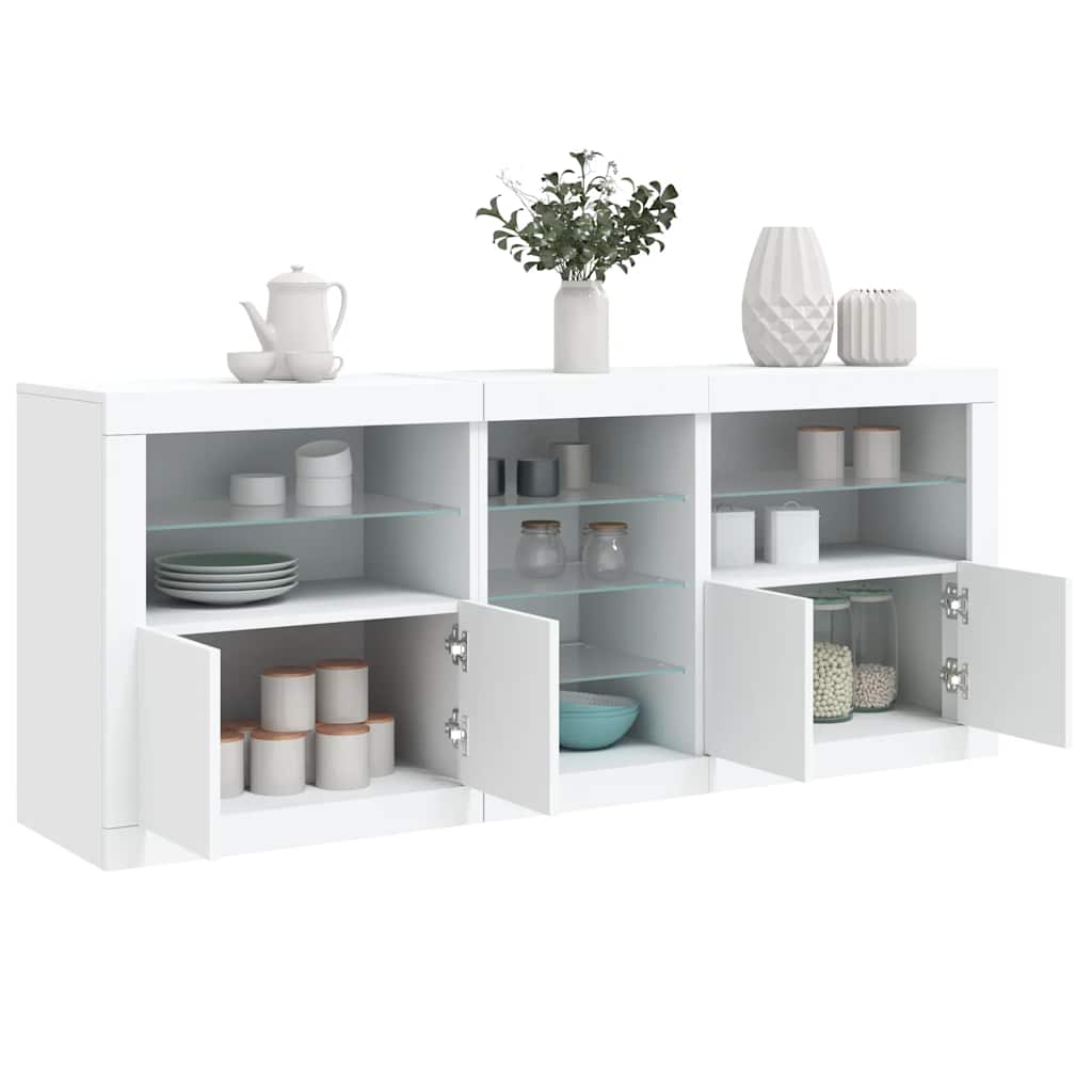 Komoda s LED svjetlima bijela 181,5x37x67 cm