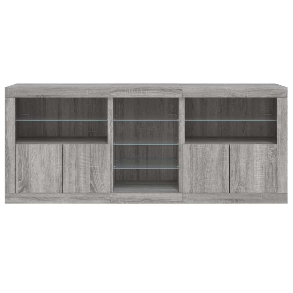 Komoda s LED svjetlima boja sivog hrasta 181,5x37x67 cm