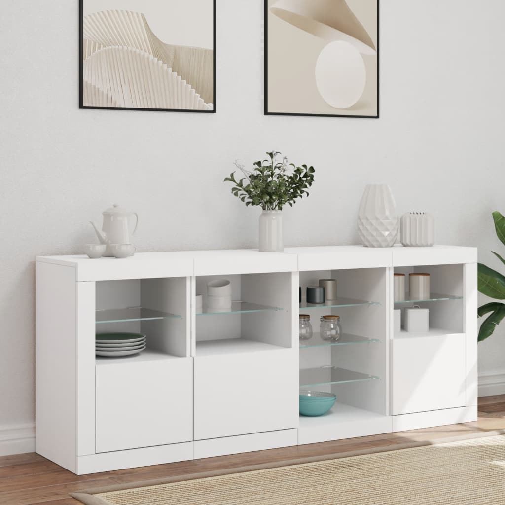 Komoda s LED svjetlima bijela 164 x 37 x 67 cm