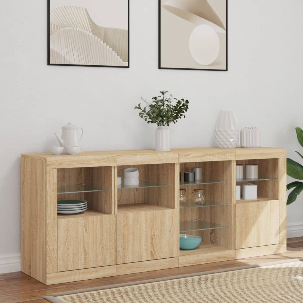 Komoda s LED svjetlima boja hrasta sonome 164 x 37 x 67 cm