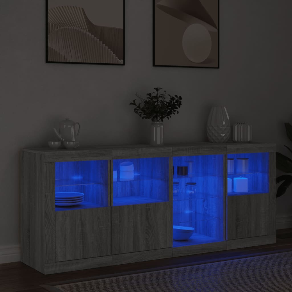 Komoda s LED svjetlima boja sivog hrasta 164 x 37 x 67 cm
