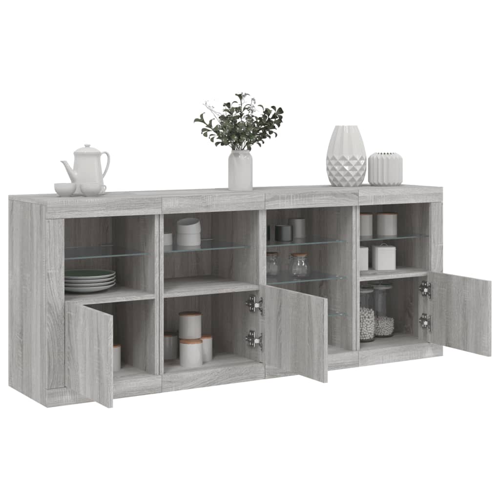 Komoda s LED svjetlima boja sivog hrasta 164 x 37 x 67 cm