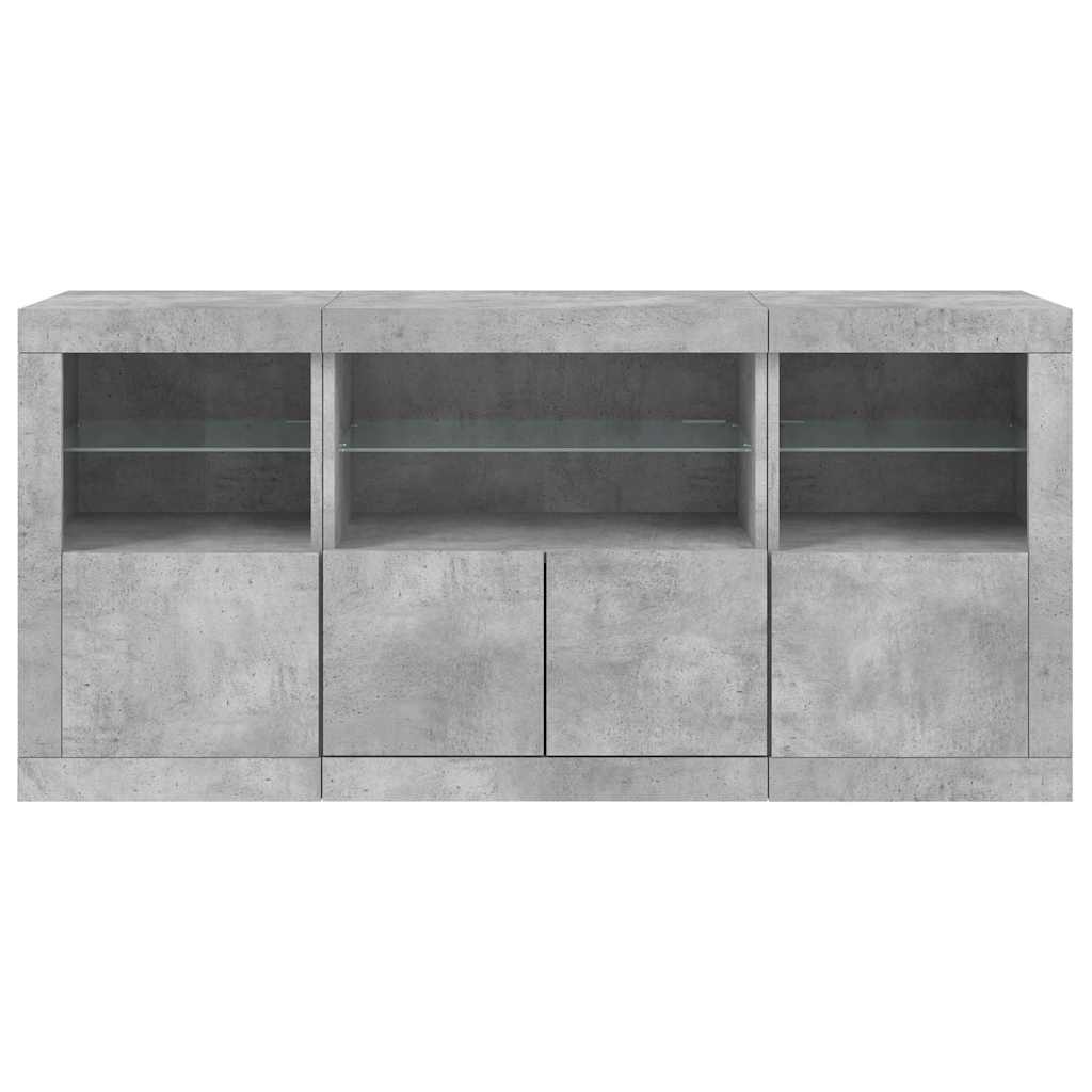 Komoda s LED svjetlima siva boja betona 142,5x37x67 cm