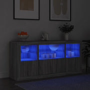 Komoda s LED svjetlima boja sivog hrasta 142,5x37x67 cm
