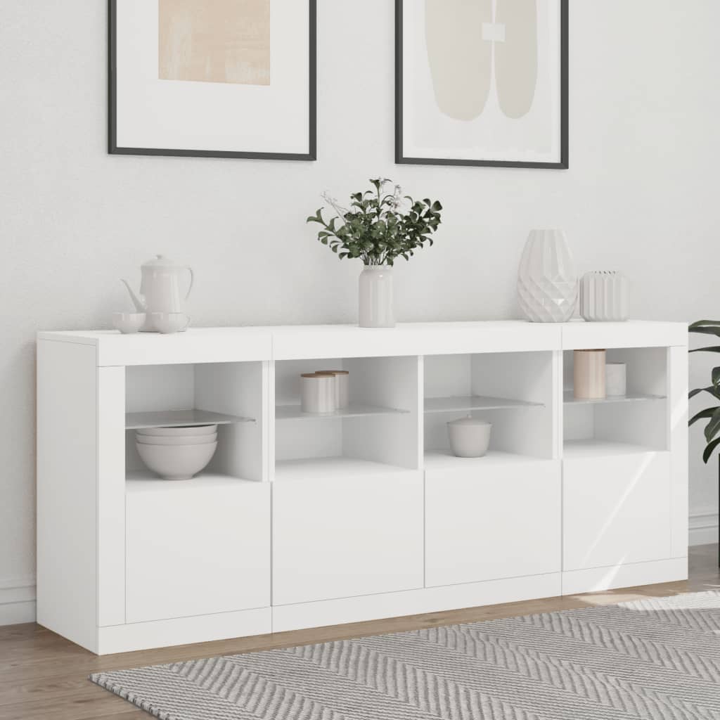 Komoda s LED svjetlima bijela 163 x 37 x 67 cm