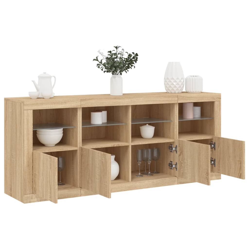 Komoda s LED svjetlima boja hrasta sonome 163x37x67 cm
