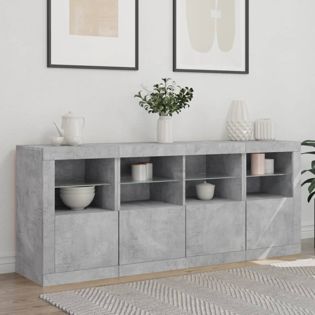Komoda s LED svjetlima siva boja betona 163x37x67 cm
