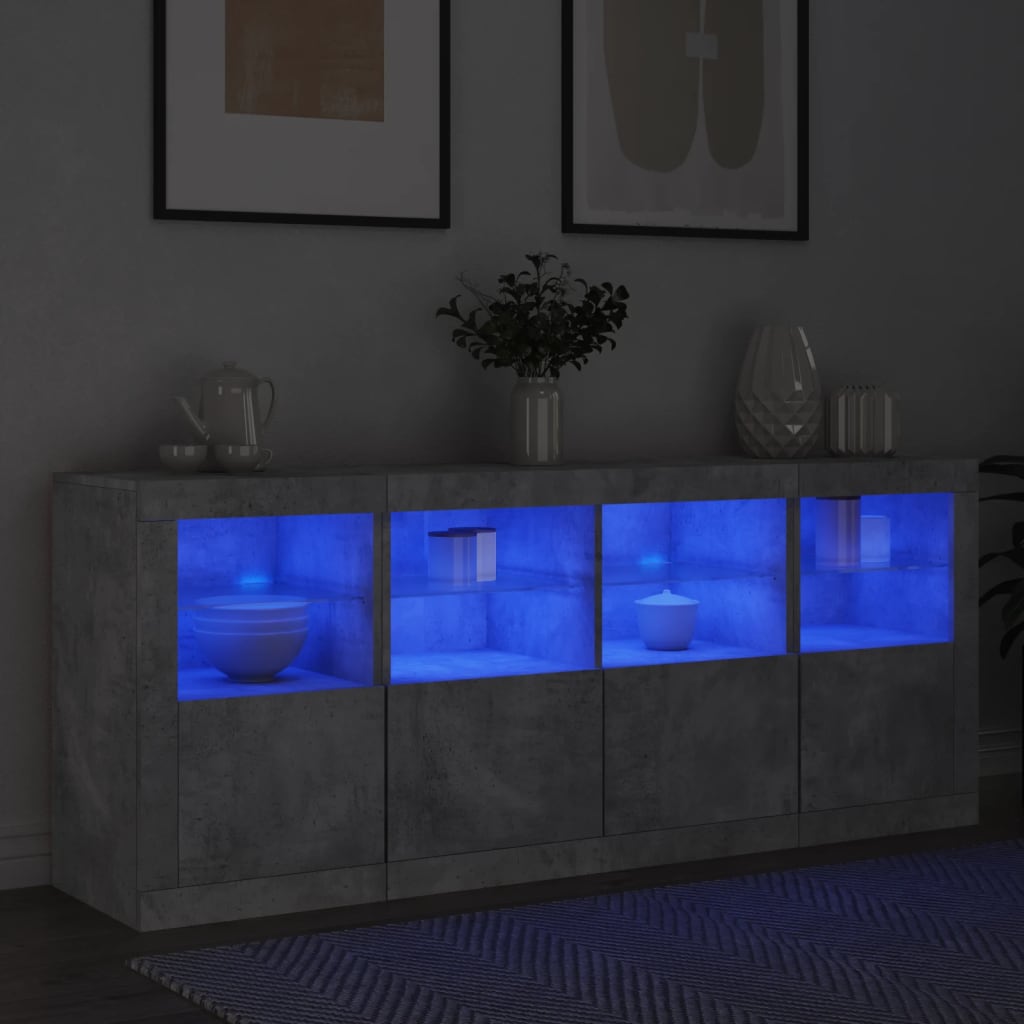 Komoda s LED svjetlima siva boja betona 163x37x67 cm